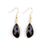 Gold Facted Teardrop Gemstone Pendant Dangle Earring for Women Girls