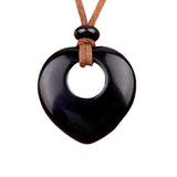 40mm Heart Gemstone Pendant Necklace Adjustable Rope