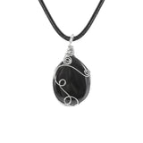 Handmade Wire Wrapped Teardrop Gemstone Pendant Necklace  #SN1752S 45CM Cord Chain