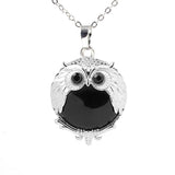 Silver Owl Gemstone Necklace SN1758S Bird Animal Pendant with 45CM 0 Chain