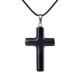 Black Obsidian Cross Pendant (27X40mm) Natural Gemstone Jewelry Necklace Earrings Keychain