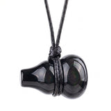 18X30MM Hand-Carved Natural Stone Gourd Pendant Necklace – Adjustable Healing Crystal Calabash Amulet