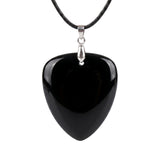 Hand-Polished Gemstone Guitar Pick Necklace with 18Inch Black Rope SN2030