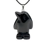 Gemstone Penguin Necklace - 45cm Black Cord Jewelry