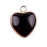 15mm Heart Gemstone Pendant Charms for Diy Making Jewelry Wrapped Gold / Silver