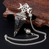 Triple Moon Pentacle Orgone Pendulum Pendant Resin Crystal Dowsing Charm Chain for Wicca & Spiritual Jewelry
