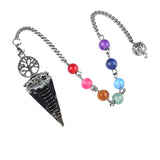 Chips Gemstone Tree of Life Resin Pendulum Wtih 7 Chakra Stone Chain hexagonal pyramid Pendant