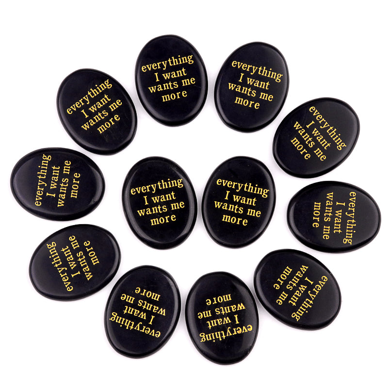Worry Healing Palm Stones for Meditation Prayer Home Decor with (everying I want wants me more )-35x45MM #SP1904G-W09