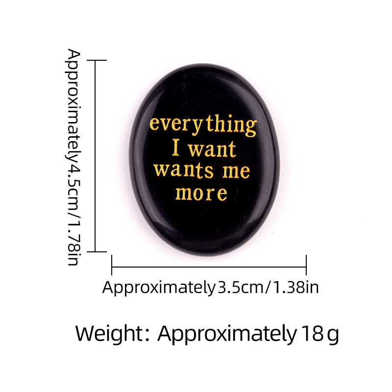 Worry Healing Palm Stones for Meditation Prayer Home Decor with (everying I want wants me more )-35x45MM #SP1904G-W09
