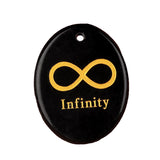 35x45mm Oval Natural Gemstone Pendant, Engraved "Infinity Symbol (∞) ", Polished Crystal Disc Charm for Spiritual Jewelry, Necklace Making