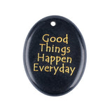 35x45mm Oval Gemstone Pendant "Good Things Happen Everyday" – Natural Stone Charm for Jewelry Making