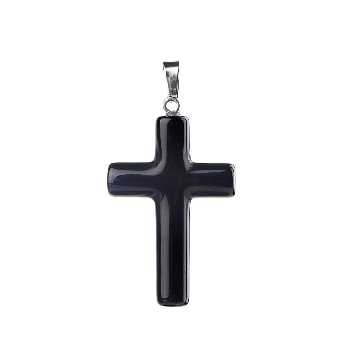 Black Obsidian Cross Pendant (27X40mm) Natural Gemstone Jewelry Necklace Earrings Keychain