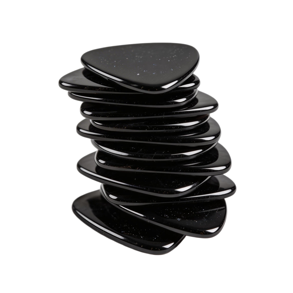 Black Obsidian Pick for Electric Guitar Bass String Instrument Playing Gift Handmade Craved Disc 27x32mm Pendant Decor