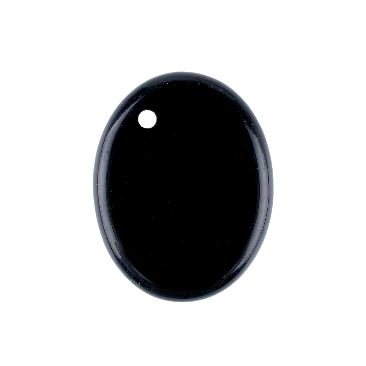 Black Obsidian 35×45mm Oval Gemstone Slice Pendant with Off-Center Drilled Hole – Natural Stone Charm for Necklaces, Bag Charms & Bookmarks