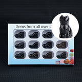 1.0 Inch Hand Carved Gemstone Cat Figurine Animal Ornament  12PCS In Box for Home Office Desk Decor #SP2319-12PA