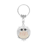 Silver Owl Gemstone Pendant  Bird Animal Keychain KC1758S