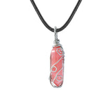 Handmade Wire Wrapped Hexagonal Point Gemstone Pendant Necklace #SN1753-45CM Cord