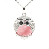 Silver Owl Gemstone Necklace SN1758S Bird Animal Pendant with 45CM 0 Chain