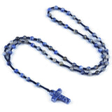 Natural Stone Cross Necklace Handmade 6mm Bead Rosary Jewelry Adjustable Spiritual Meditation Prayer Beads for Men Women Gifts SN2031