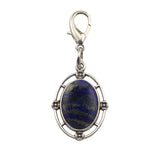 Silver Oval Gemstone Pendant Charms Tag #SP1502S-BT Stone Keychain for Bag