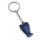 Handmade Craved 1.0Inch Gemstone Angel Pendant Charms Keychain #KC1531