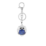 Silver Owl Gemstone Pendant  Bird Animal Keychain KC1758S Lobster Clasp Keyc Chain