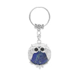 Silver Owl Gemstone Pendant  Bird Animal Keychain KC1758S