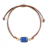 Natural Stone Adjustable Bracelet for Women Men Handmade Woven Bohemian Style Crystal Bangle #SB3126