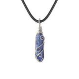 Handmade Wire Wrapped Hexagonal Point Gemstone Pendant Necklace #SN1753-45CM Cord
