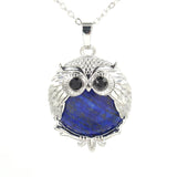 Silver Owl Gemstone Necklace SN1758S Bird Animal Pendant with 45CM 0 Chain
