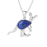 Silver Kangaroo Gemstone Pendant Necklace for Women Men #SN1765 Animal Charms Beads Chain Jewelry