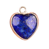 15mm Heart Gemstone Pendant Charms for Diy Making Jewelry Wrapped Gold / Silver