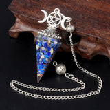 Triple Moon Pentacle Orgone Pendulum Pendant Resin Crystal Dowsing Charm Chain for Wicca & Spiritual Jewelry