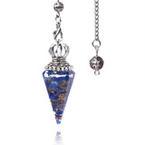 Silver Crown Resin Crystal Orgone Pendulum Pendant Dowsing Charm Chain