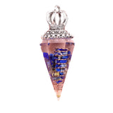 Silver Crown Resin Crystal Pentacle Orgone Pendulum Pendant Dowsing Charm for Wicca & Spiritual Jewelry