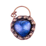 Retro Copper Natural Stone Heart Pendant for Making Jewelry