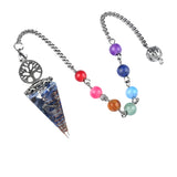 Chips Gemstone Tree of Life Resin Pendulum Wtih 7 Chakra Stone Chain hexagonal pyramid Pendant