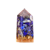 Hexagonal Crystal Obelisk - Natural Crushed Stone & Resin Pillar - Exquisite Desktop Ornament for Positive Energy & Home Harmony