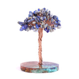 Handmade Woven Chip Gemstone Life of Tree  Ornament with Resin Base for  Feng Shui  Wealth & Good Luck Home & Office Decor #SP1891