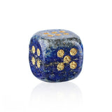 15mm Handmade Carved Gemstone Dice – Natural Stone Crystal Game Dice with Gold Pips – Premium Rounded Edge D6 for Board Games, Tarot, RPG & Decorative Use