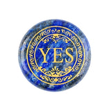 25mm Natural Gemstone Decision Stone Double-Sided Engraved YES / NO Palm Stones Gold Lettering Divination Healing Crystals for Gift