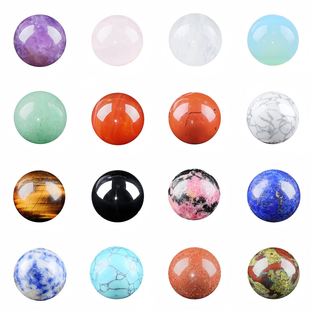 16PCS 16MM Mixed Natural Crystal Sphere No Hole Undrilled Gemstone Ball Kit for Healing Meditation Home Decoration