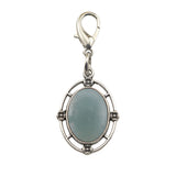 Silver Oval Gemstone Pendant Charms Tag #SP1502S-BT Stone Keychain for Bag