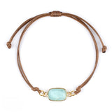 Natural Stone Adjustable Bracelet for Women Men Handmade Woven Bohemian Style Crystal Bangle #SB3126