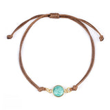 10mm Disc Stone Adjustable Bracelet for Women Men Handmade Woven Bohemian Style Crystal Bangle #SB3127