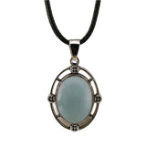 Silver Oval Gemstone Necklace 45CM Black Cord #SN1502S Crystal Pendant 13X18mm Cabs