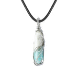 Handmade Wire Wrapped Hexagonal Point Gemstone Pendant Necklace #SN1753-45CM Cord