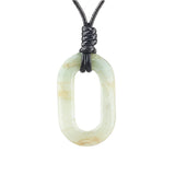 Hand-Polished Hollow O-Shape Gemstone Pendant, 25×40mm Adjustable Rope Necklace, Unique Natural Crystal Daily Wear Jewelry