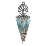 Chips Gemstone Tree of Life Resin Pendulum NO Chain Hexagonal Pyramid Pendant #SP1882AS-F98