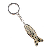 Hand Craved Gemstone Fish Keychain 15X40MM Animal Pendant Keyring